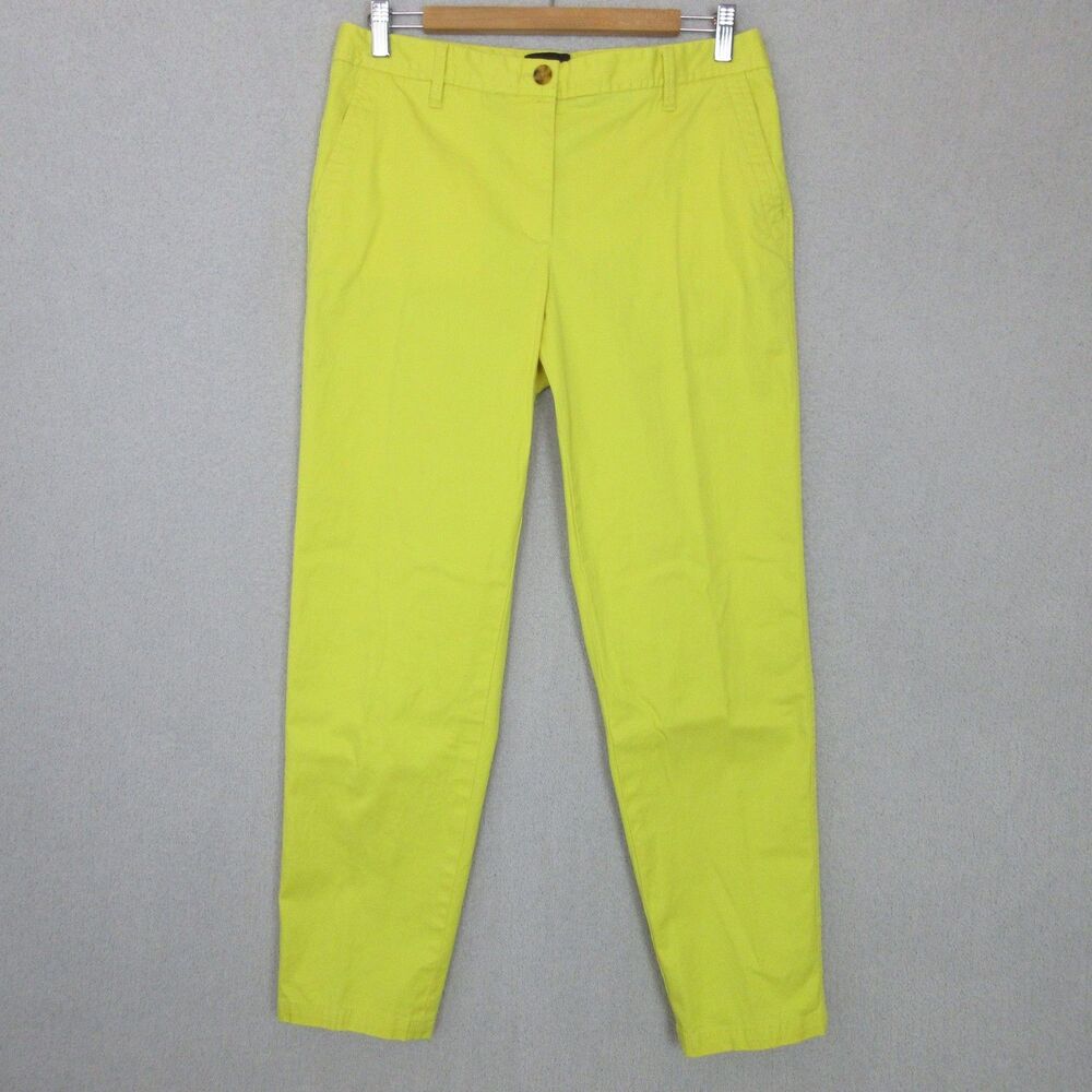 Talbots Pants Womens 8 Relaxed‎ Chino Stretch Ankle Yellow Cotton Spandex Casual